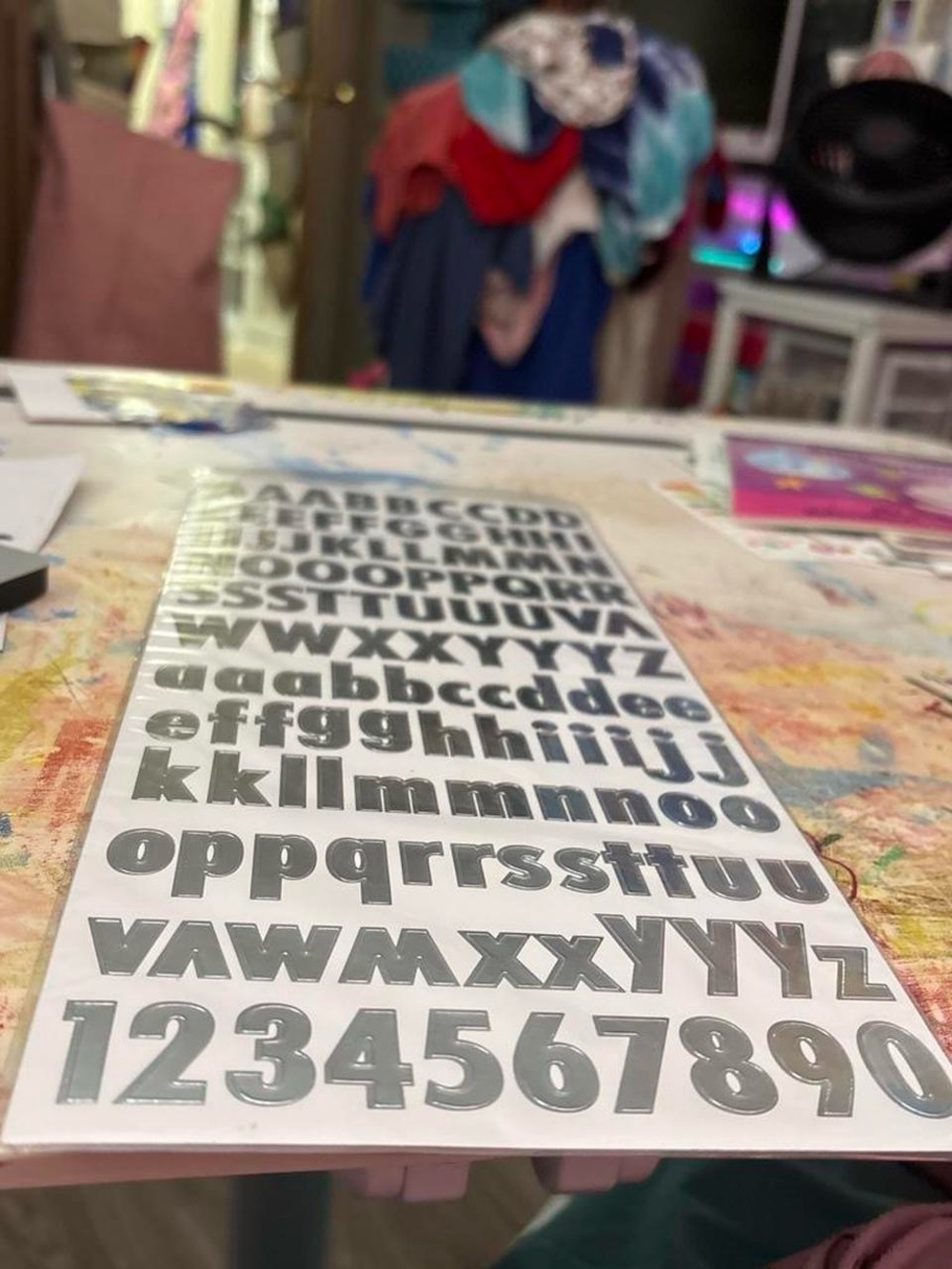 2 Silver Alphabet & Number Sticker Sheets - Picture 3 of 4